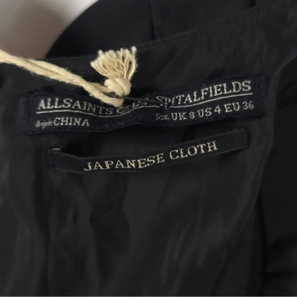 NWT ALL SAINTS ARMOURE Mini DRESS Black Semi Sheer,  Pleated Skirt WD079B Size 4 - Picture 6 of 13